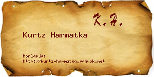 Kurtz Harmatka névjegykártya